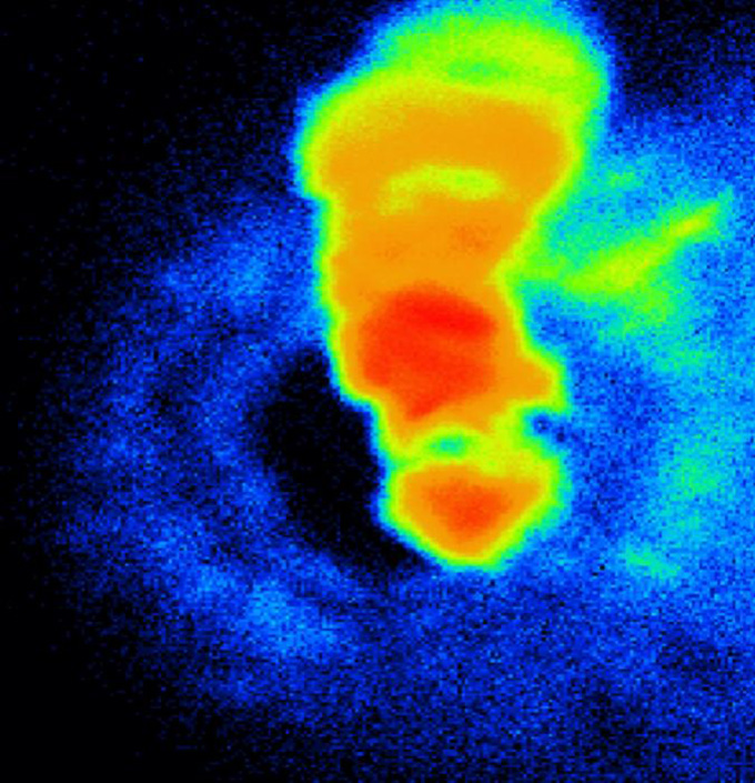 illustration showing the location of helium in the helium-iron compound